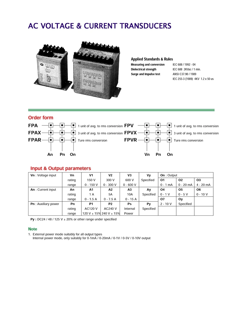 Fp-AC Voltage & Current Transducer