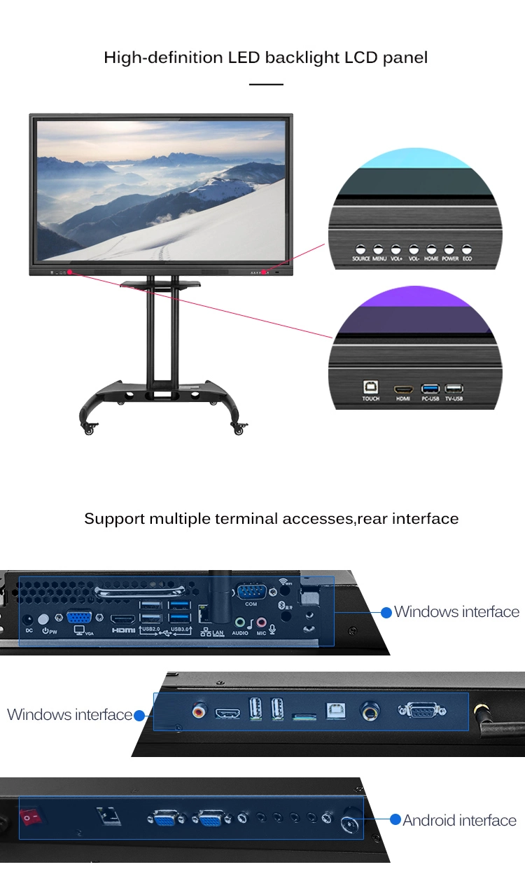 75 Inch Screen Smart Conference Interact Digit Board Infrared Interactive Whiteboard